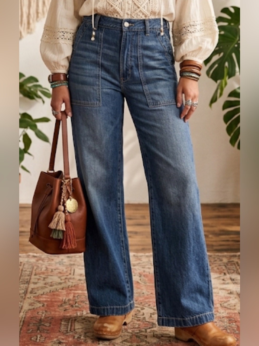Madewell Low Slung Baggy Wide Leg Utility Jeans Low Rise sz 27 NWT